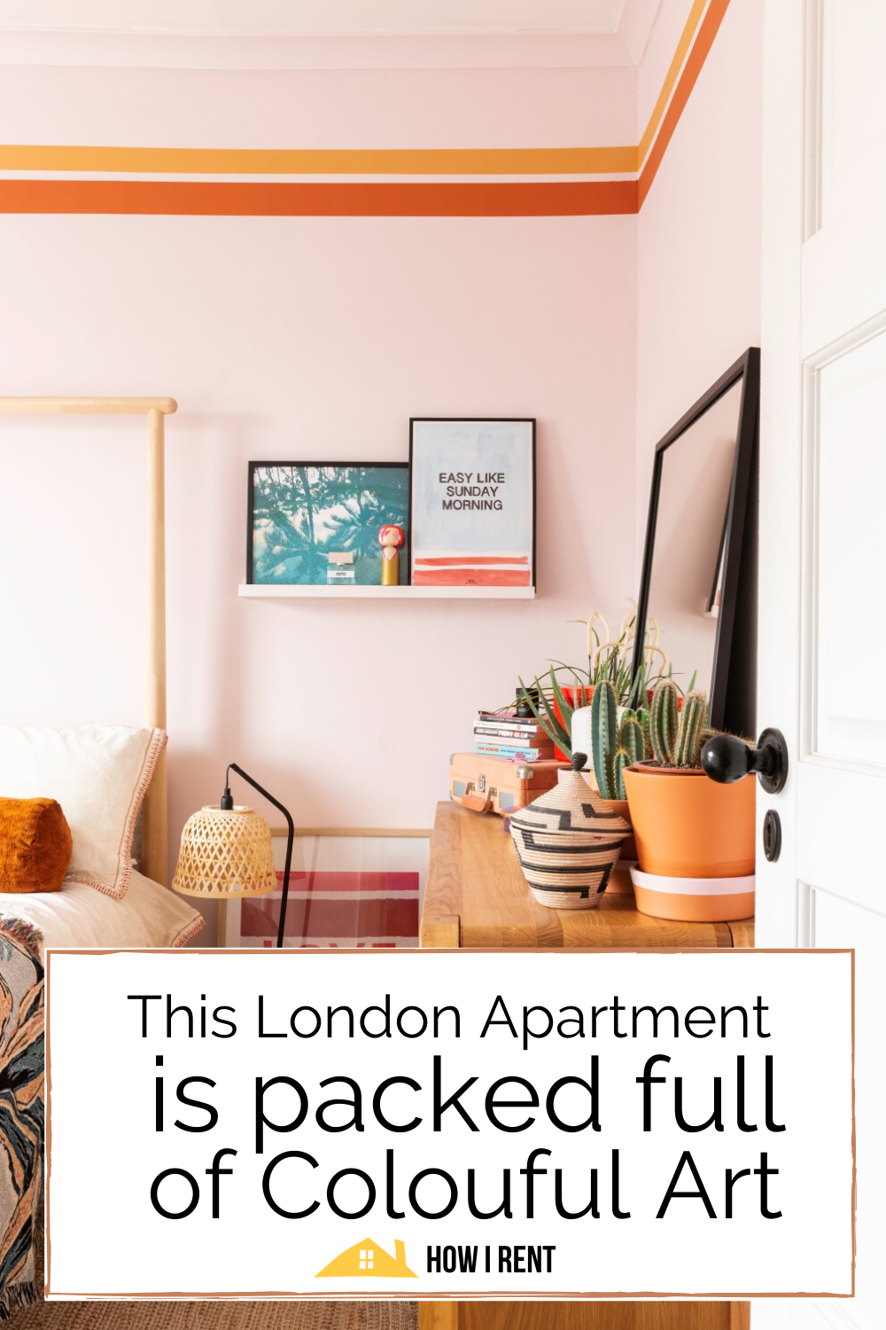 Home tour of a colouful rental in london pinterest graphic