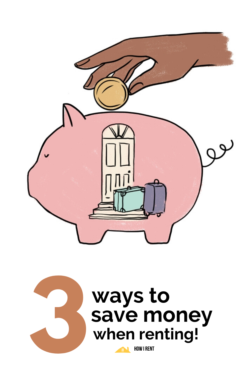 Image of a brown hand putting money into a pigy bank 